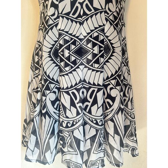 NWT Vintage Ainofea Brand Black & White Tribal Print Mini Dress Woman's SZ Small - Picture 4 of 13